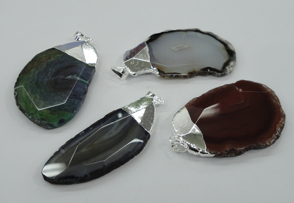 NGP1159 35*50mm - 50*70mm freeform agate pendants with brass setting