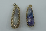 NGP1160 18*60mm - 20*65mm freeform agate pendants with brass setting