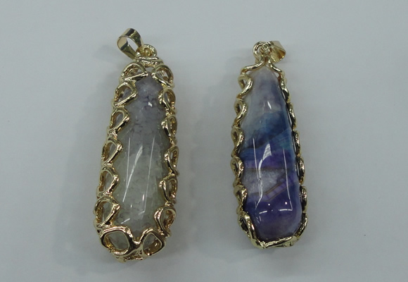 NGP1160 18*60mm - 20*65mm freeform agate pendants with brass setting