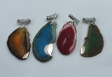 NGP1230 35*65mm - 45*70mm freeform agate pendants with brass setting