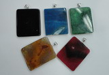 NGP1280 43*52mm rectangle agate pendants with brass setting