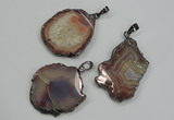 NGP1284 30*40mm – 35*45mm freeform agate pendants with brass setting