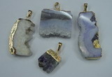 NGP1285 20*25mm – 35*45mm freeform druzy agate pendants with brass setting