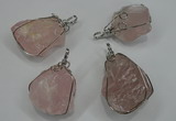 NGP1292 18*30mm – 25*35mm nuggets rose quartz pendants