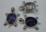 NGP1299 43*60mm tortoise agate pendants with crystal pave alloy settings