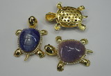 NGP1305 43*60mm tortoise agate pendants with crystal pave alloy settings