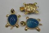 NGP1307 43*60mm tortoise agate pendants with crystal pave alloy settings