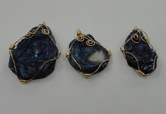 NGP1322 30*40mm - 45*60mm freeform agate pendants with brass setting