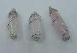 NGP1345 20*45mm - 22*60mm nuggets rose quartz pendants with brass setting