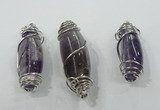 NGP1346 20*55mm - 22*60mm nuggets amethyst pendants with brass setting