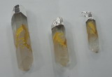 NGP1348 10*40mm - 15*80mm faceted nuggets white crystal pendants