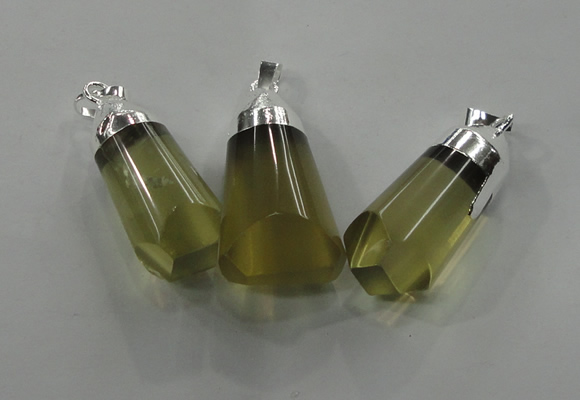 NGP1352 15*30mm - 18*40mm faceted nuggets lemon quartz pendants