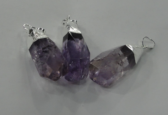 NGP1353 15*30mm - 18*40mm faceted nuggets amethyst pendants