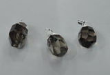 NGP1355 15*25mm - 18*30mm faceted nuggets smoky quartz pendants