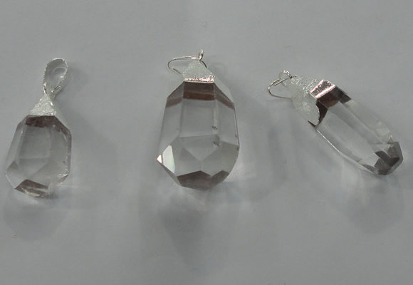 NGP1356 15*30mm - 20*35mm faceted nuggets white crystal pendants