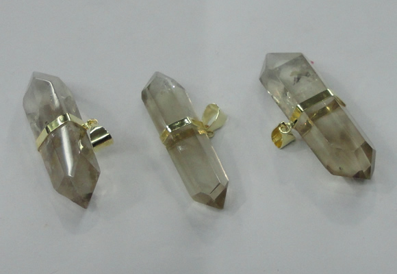 NGP1362 12*35mm - 16*55mm faceted nuggets smoky quartz pendants