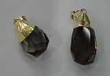 NGP1391 15*25mm - 20*35mm faceted nuggets smoky quartz pendants