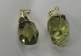 NGP1393 18*25mm - 15*35mm faceted nuggets lemon quartz pendants