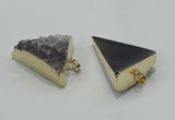 NGP1401 30*35mm - 35*40mm triangle druzy amethyst pendants wholesale