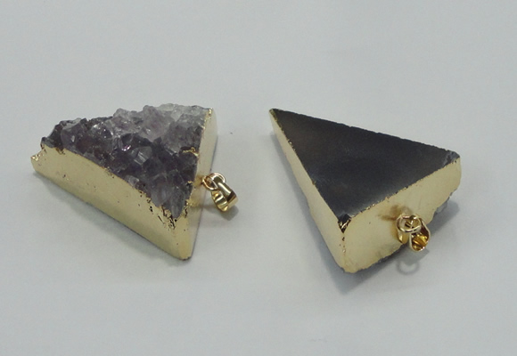 NGP1401 30*35mm - 35*40mm triangle druzy amethyst pendants wholesale