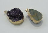 NGP1402 22*35mm - 30*40mm freeform druzy amethyst pendants wholesale