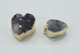 NGP1404 20*25mm - 25*30mm heart druzy amethyst pendants wholesale