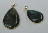 NGP1409 22*30mm - 25*35mm flat teardrop labradorite pendants wholesale