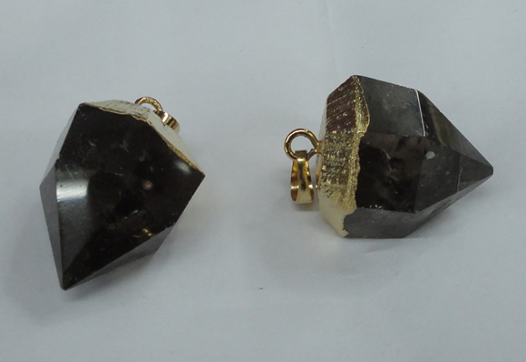 NGP1416 20*25mm - 25*30mm faceted nuggets smoky quartz pendants