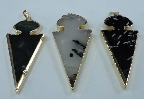 NGP1433 25*60mm - 30*65mm arrowhead agate pendants wholesale