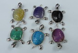 NGP1436 43*60mm tortoise agate pendants with crystal pave alloy settings