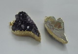 NGP1448 20*40mm - 28*45mm heart druzy amethyst gemstone pendants