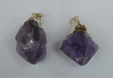 NGP1465 25*45mm - 28*50mm nuggets amethyst gemstone pendants