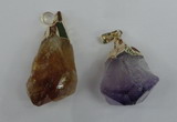 NGP1466 18*35mm - 20*45mm nuggets amethyst & citrine pendants