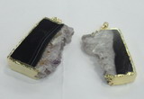 NGP1476 25*40mm - 30*40mm freeform druzy amethyst pedants