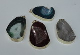 NGP1494 30*45mm - 40*50mm freeform plated druzy agate pendants