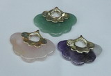 NGP1509 8*40*50mm mixed gemstone with brass setting pendants