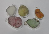 NGP1511 20*30mm - 25*35mm freeform plated druzy agate pendants