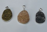 NGP1512 20*30mm - 25*35mm freeform plated druzy agate pendants