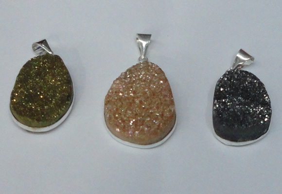 NGP1512 20*30mm - 25*35mm freeform plated druzy agate pendants