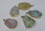 NGP1514 20*30mm - 25*35mm freeform plated druzy agate pendants