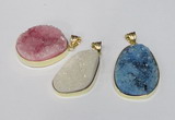 NGP1516 20*30mm - 25*35mm freeform plated druzy agate pendants