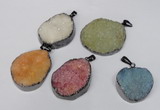 NGP1523 30*35mm - 30*40mm freeform plated druzy agate pendants