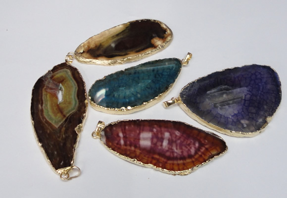 NGP1543 30*65mm - 40*65mm freeform agate gemstone pendants