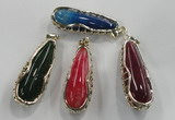 NGP1563 18*25*65mm teardrop agate with brass setting pendants