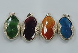 NGP1566 11*32*58mm marquise agate with brass setting pendants