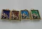 NGP1568 9*33*45mm rectangle agate with brass setting pendants