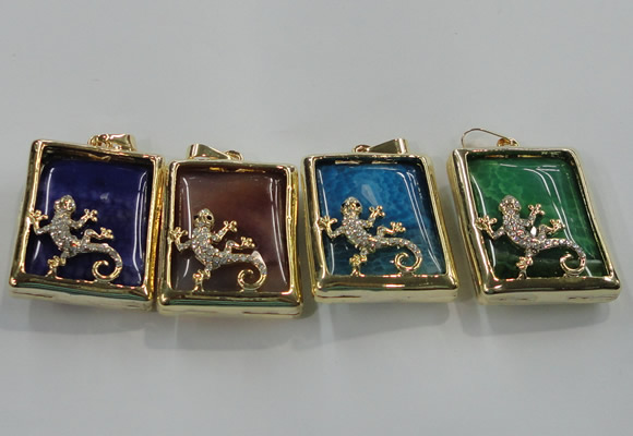 NGP1568 9*33*45mm rectangle agate with brass setting pendants