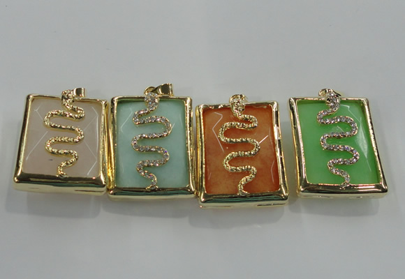 NGP1569 9*35*45mm rectangle agate with brass setting pendants