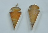 NGP1571 30*65mm arrowhead agate gemstone pendants