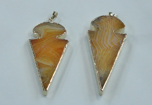 NGP1571 30*65mm arrowhead agate gemstone pendants